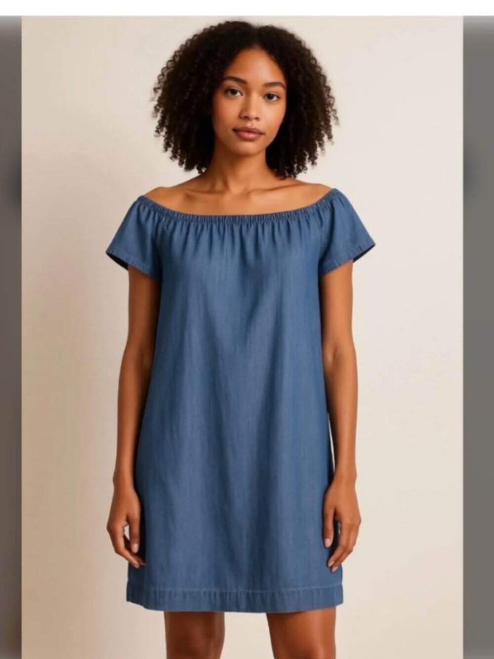 Anthropologie Cloth & Stone Women’s Off-Shoulder Tencel Lyocell Denim Dress